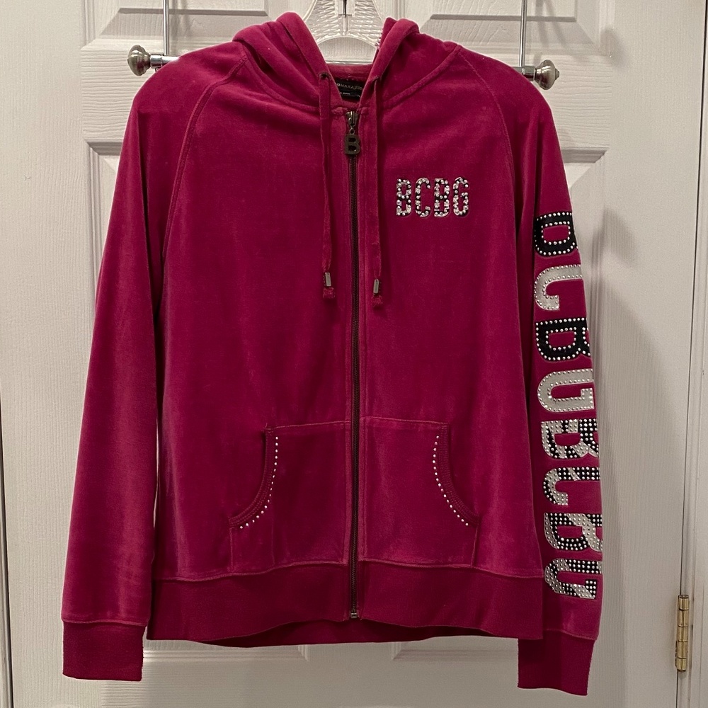 BCBGMAXAZRIA Velour Hooded Jacket Size XL